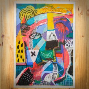 Happy Abstract Face 04 - Original painting on paper A3